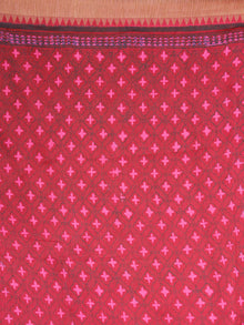 Cherry Red Pink Chanderi Silk Hand Block Printed Saree With Geecha Border - S031704010
