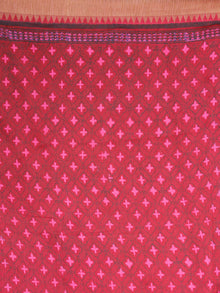 Cherry Red Pink Chanderi Silk Hand Block Printed Saree With Geecha Border - S031704010