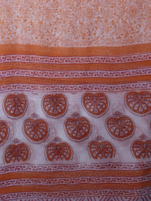 Ivory Rust Orange Hand Block Printed Cotton Suit-Salwar Fabric With Chiffon Dupatta (Set of 3) - S16281288