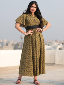 Paisely - Bagh Hand Block Printed Ruffle Sleeve Midi Dress D463F2067