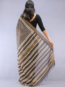 Kashish White Hand Block Printed Chanderi Saree With Geecha Border - S031704517
