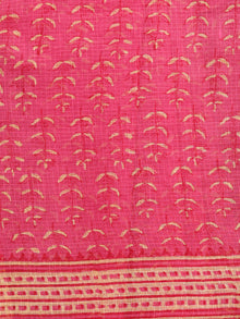 Pink Beige Hand Block Printed Kota Doria Saree In Natural Colors - S031703479