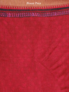 Cherry Red Pink Chanderi Silk Hand Block Printed Saree With Geecha Border - S031704010