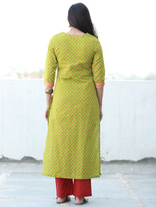 Lime Green Coral South Handloom Cotton Kurta With Embroidery Details - K163FXXX