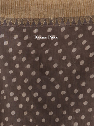 Kashish White Hand Block Printed Chanderi Saree With Geecha Border - S031704517