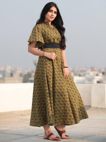 Paisely - Bagh Hand Block Printed Ruffle Sleeve Midi Dress D463F2067