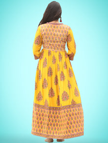 Motif Saga - Hand Block Printed Long Angrakha Dress  - D338F2057