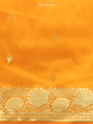 Banarasee Art Silk Saree With Zari Work - Red Yellow & Gold - S031704411