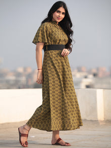 Paisely - Bagh Hand Block Printed Ruffle Sleeve Midi Dress D463F2067
