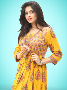 Motif Saga - Hand Block Printed Long Angrakha Dress  - D338F2057