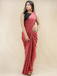 Coral Invory Indigo Bandhej Modal Silk Saree With Ajrakh Printed Pallu & Blouse - s031704142