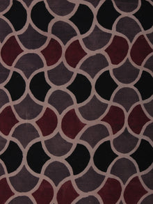 Kashish Maroon Black Beige Ajrakh Block Printed Cotton Fabric Per Meter - F003F849