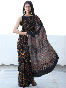 Black Mustard Indigo Maroon Bandhej Modal Silk Saree With Ajrakh Printed Pallu & Blouse - S031703883