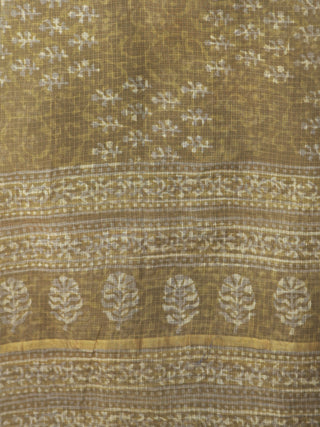 Brown Ivory Kota Silk Hand Block Printed Dupatta - D04170460