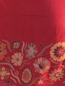 Red Needle Point Embroidered Woollen Kashmiri Shawl - S200517