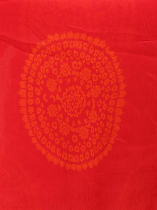 Red Yellow Georgette Hand Block Printed Dupatta  - D04170698