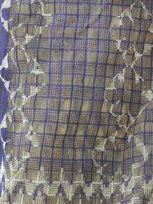 Blue Ivory Cotton Silk Hand Block Printed Dupatta  - D04170548