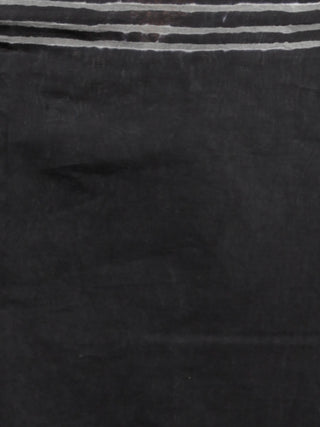 Black White Grey Hand Block Printed Cotton Mul Saree   - S031703028