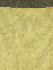 Lemon Yellow Handwoven Linen Saree With Sequence Work & Tassels - S031704033
