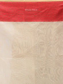 Banarasee Chanderi Saree With Resham Border & Butta - Ivory & Red - S031704300