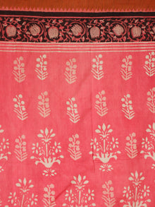 Pink Ivory Black Chanderi Silk Hand Block Printed Saree With Geecha Border - S031703992