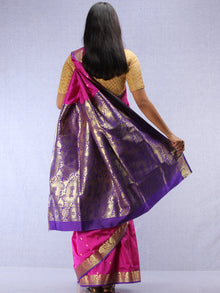 Banarasee Art Silk Saree With Zari Work  - Onion Pink Gold & Purple - S031704412