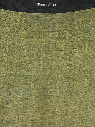 Lemon Yellow Handwoven Linen Saree With Sequence Work & Tassels - S031704033