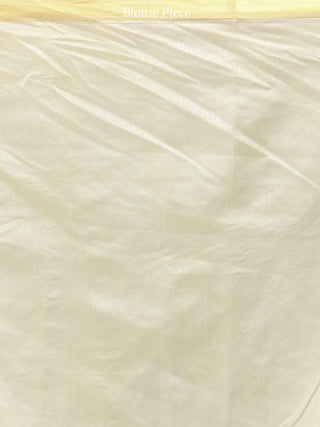 Banarasee Semi Silk Saree With  Golden Zari Work - Ivory & Gold - S031704366