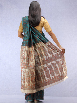 Banarasee Art Silk Saree With Resham Weaving Work- Teal Green & Ivory - S031704388
