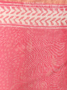 Pastel Pink Ivory Hand Block Printed Chanderi Silk Saree With Zari Border - s031704550