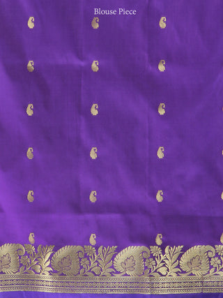 Banarasee Art Silk Saree With Zari Work  - Onion Pink Gold & Purple - S031704412