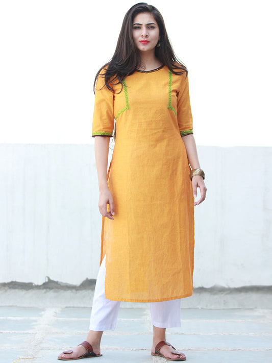 Mustard Yellow South Handloom Cotton Kurta With Embroidery Details - K165FXXX
