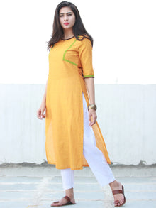 Mustard Yellow South Handloom Cotton Kurta With Embroidery Details - K165FXXX