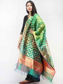 Banarasi Semi Georgette Dupatta With Zari Work -  Green & Gold  - D04170905