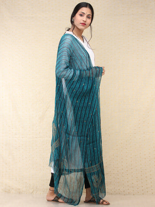 Indigo Blue Georgette Hand Block Printed Dupatta  - D04170700