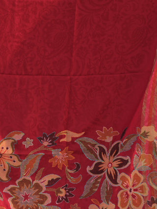 Red Needle Point Embroidered Woollen Kashmiri Shawl - S200518