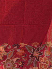 Red Needle Point Embroidered Woollen Kashmiri Shawl - S200518