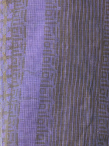 Purple Grey Kota Silk Hand Block Printed Dupatta - D04170549