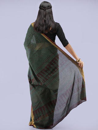Green Black Bagh Printed Maheshwari Cotton Saree - S031704452