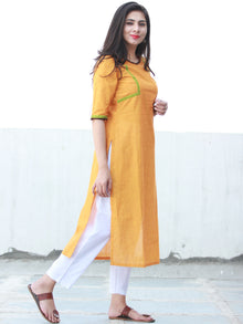 Mustard Yellow South Handloom Cotton Kurta With Embroidery Details - K165FXXX