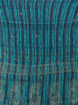 Indigo Blue Georgette Hand Block Printed Dupatta  - D04170700