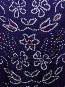 Purple Green Indigo White Hand Tie & Dye Bandhej Suit Salwar Dupatta (Set of 3) With Hand Embroidery & Mirror Work - S16281252