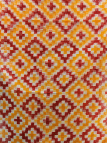 Yellow Red White Telia Rumal Double Ikat Handwoven Pochampally Cotton Dupatta -  D04170310