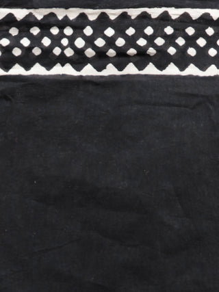 Black White Hand Block Printed Cotton Mul Saree   - S031703027