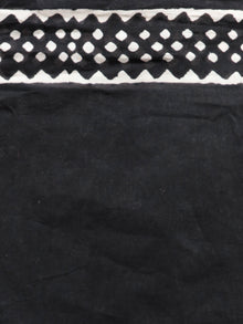 Black White Hand Block Printed Cotton Mul Saree   - S031703027