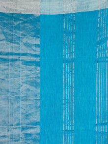 Sky Blue Handwoven Linen Saree With Zari - S031703453
