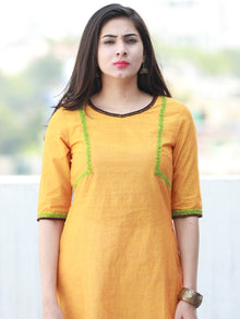 Mustard Yellow South Handloom Cotton Kurta With Embroidery Details - K165FXXX