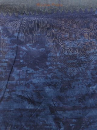 Indigo Ivory Chanderi Silk Hand Block Printed Saree With Geecha Border - s031704163