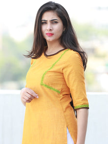 Mustard Yellow South Handloom Cotton Kurta With Embroidery Details - K165FXXX