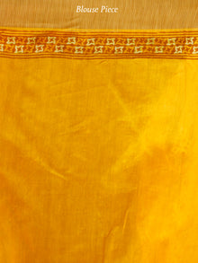 Yellow Ivory Chanderi Silk Hand Block Printed Saree With Geecha Border - S031703993